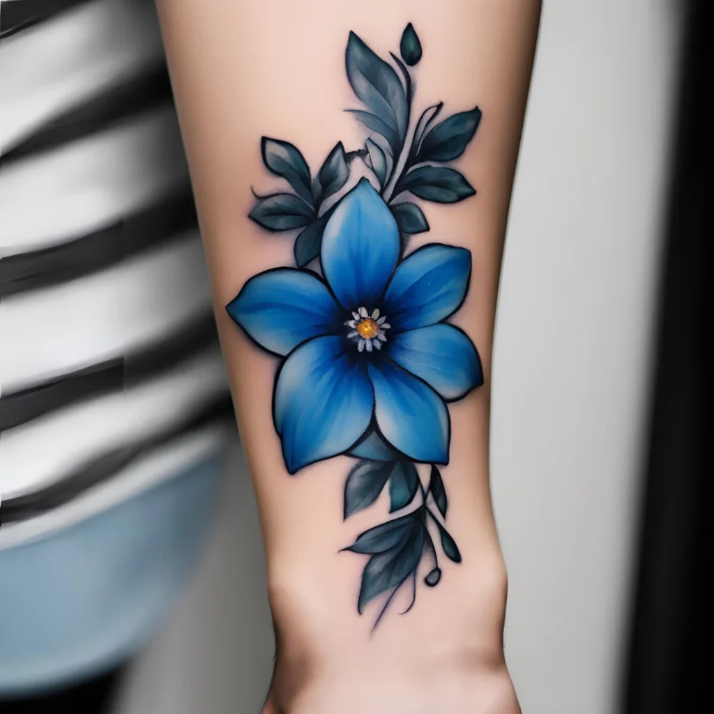 Blue Flower Tattoo