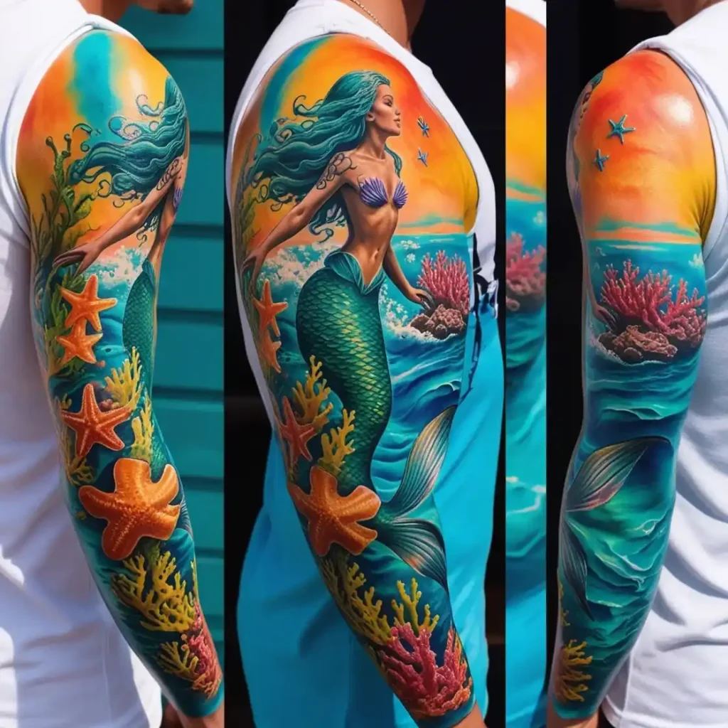 Tropical Island Ocean Tattoo