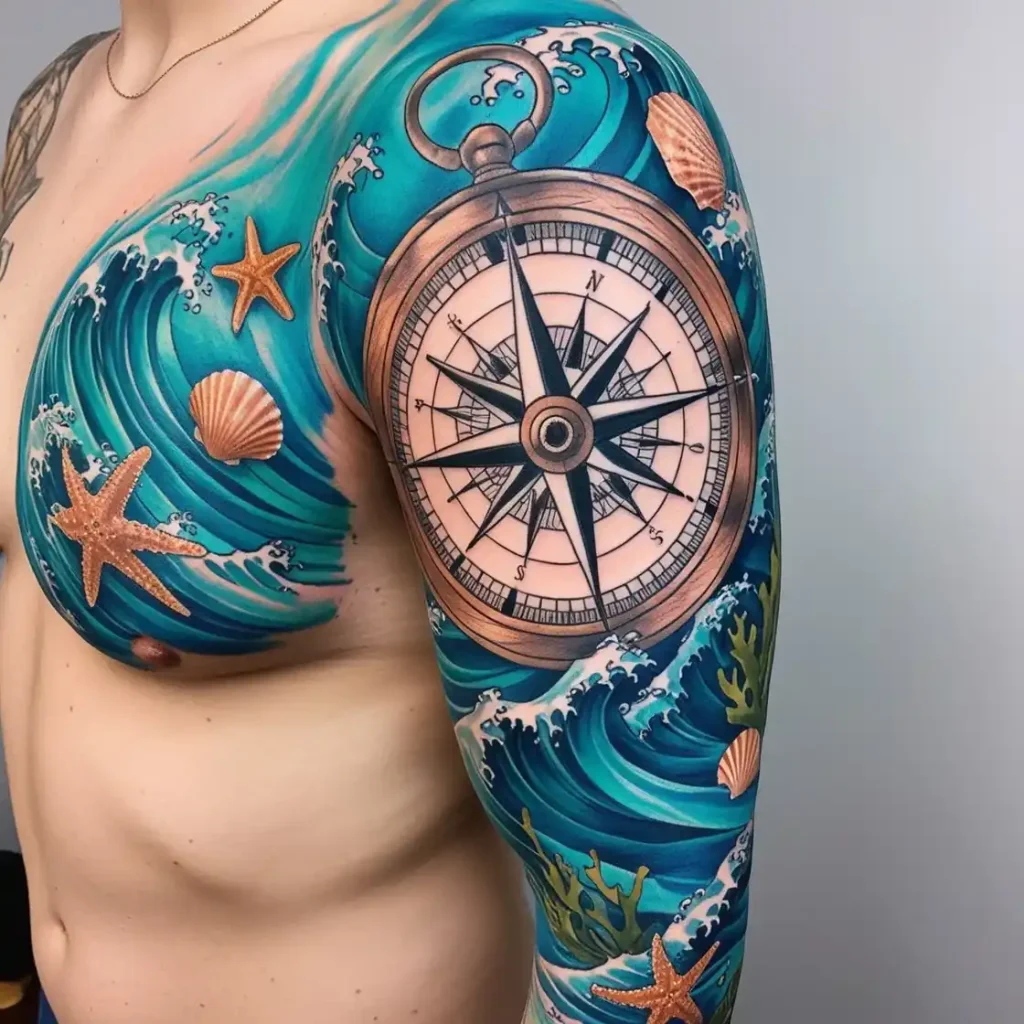 Nautical Compass Ocean Tattoo