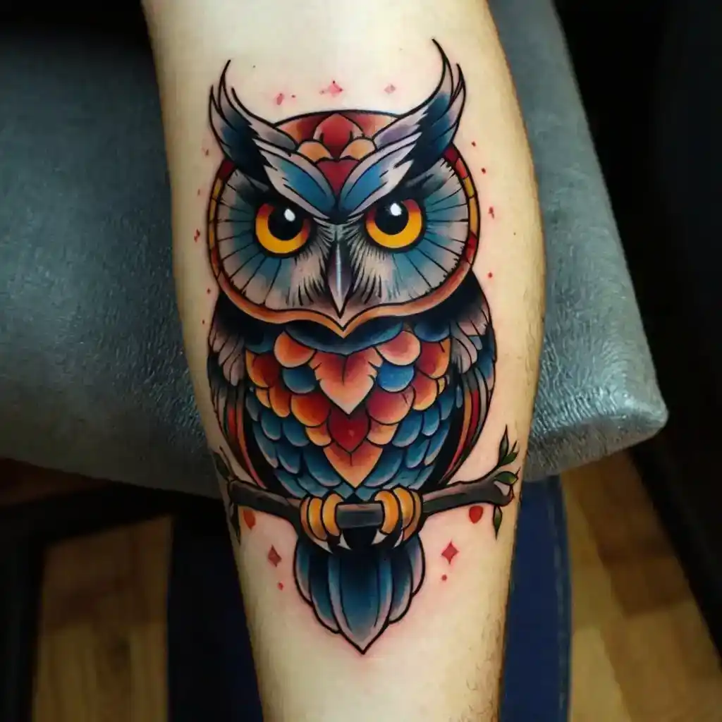 American Traditional Owl Tattoo