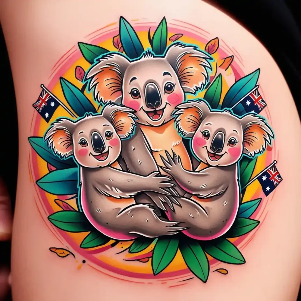 Funny Koala Family Tattoo