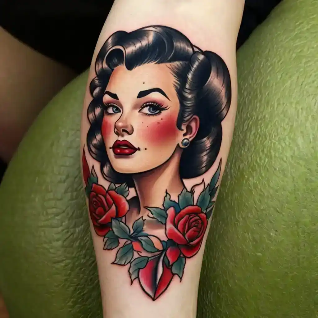 American Traditional Pinup Tattoo