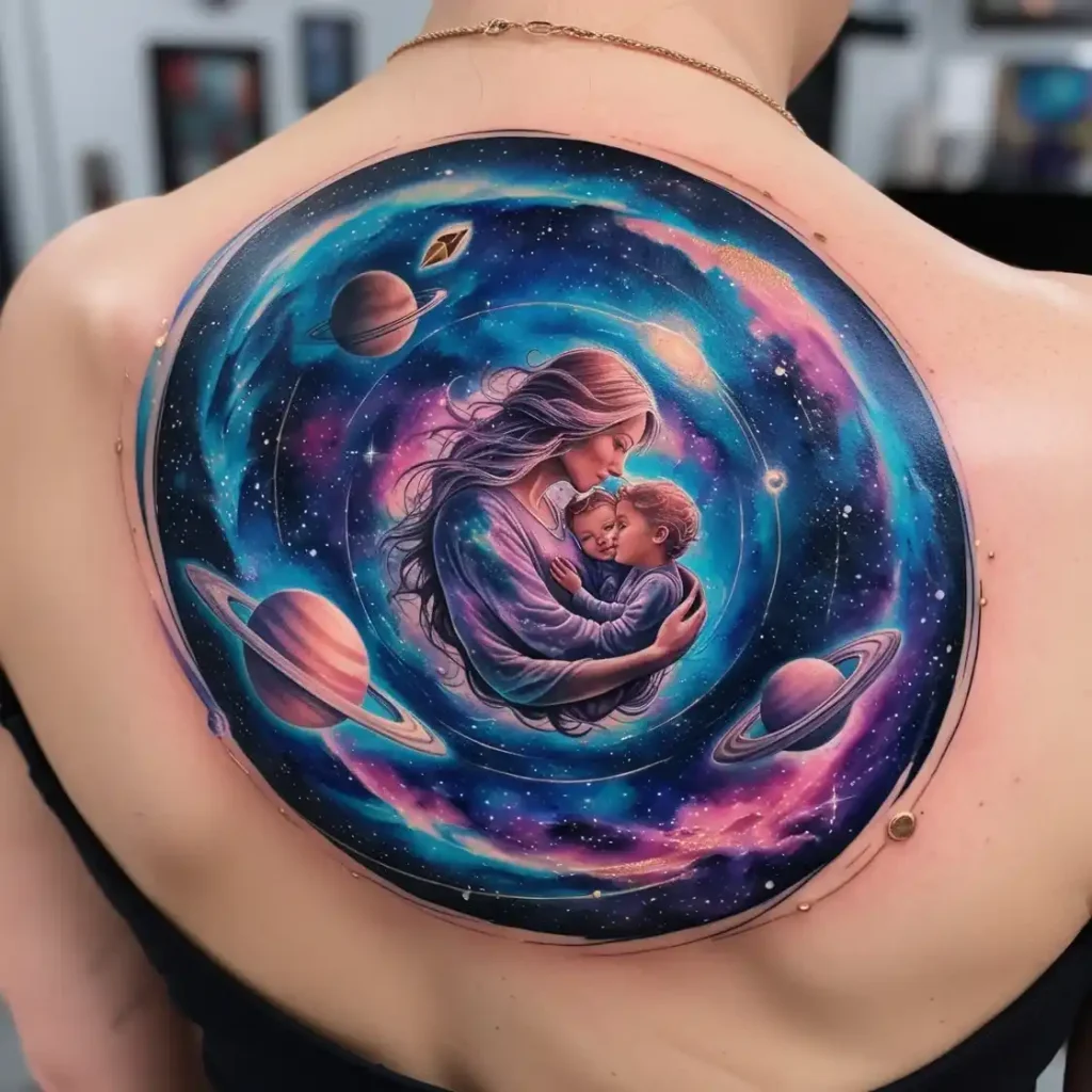 Galaxy Inspired Mother Of 3 Tattoo