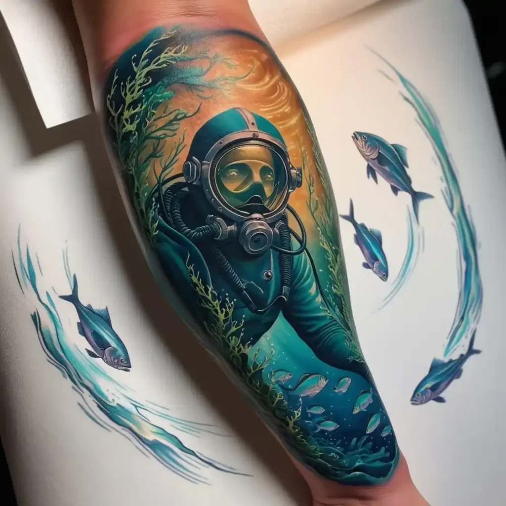 Deep-sea Diver Ocean Tattoo