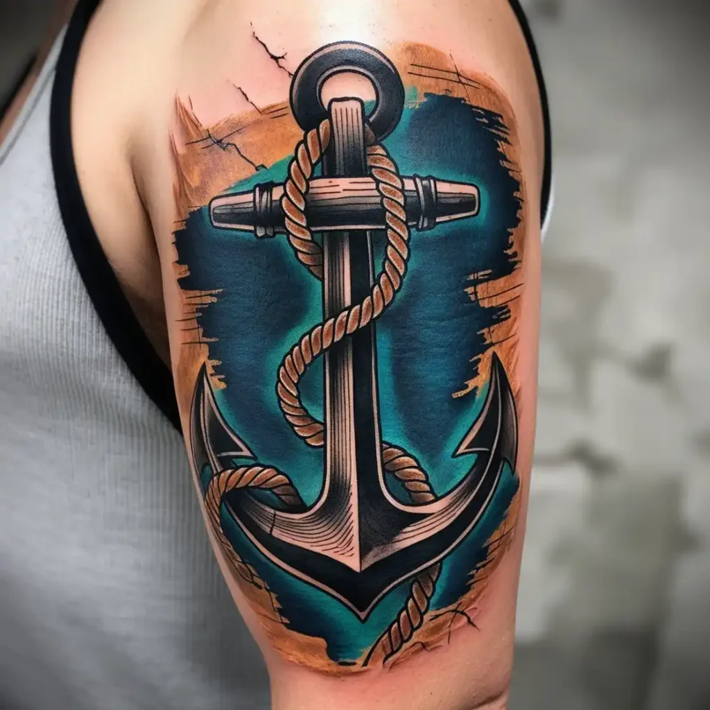 Anchor with Rope Tattoo