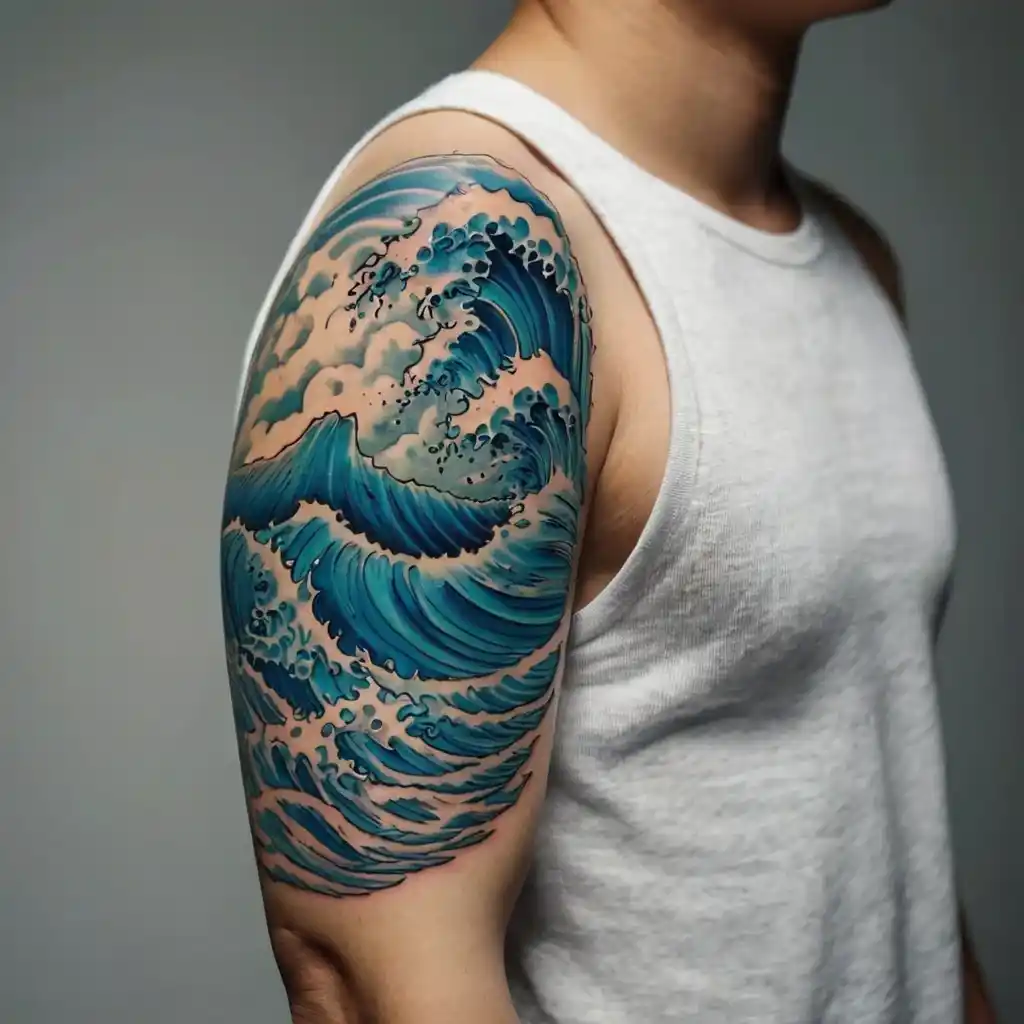 Wave Patterns Ocean Tattoo