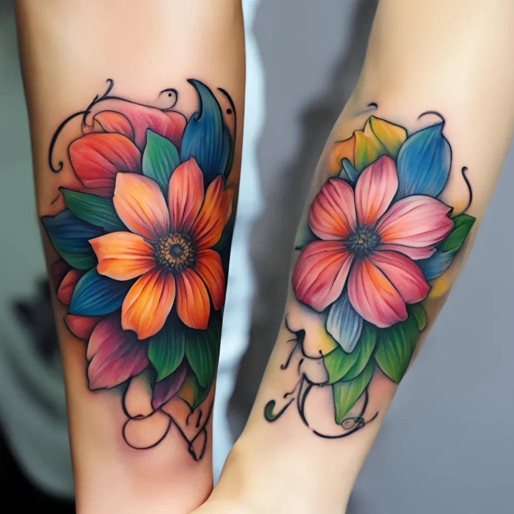 Colorful Flower Tattoo On Wrist