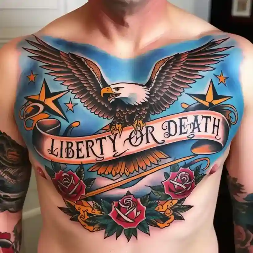 American Traditional Chest Tattoo