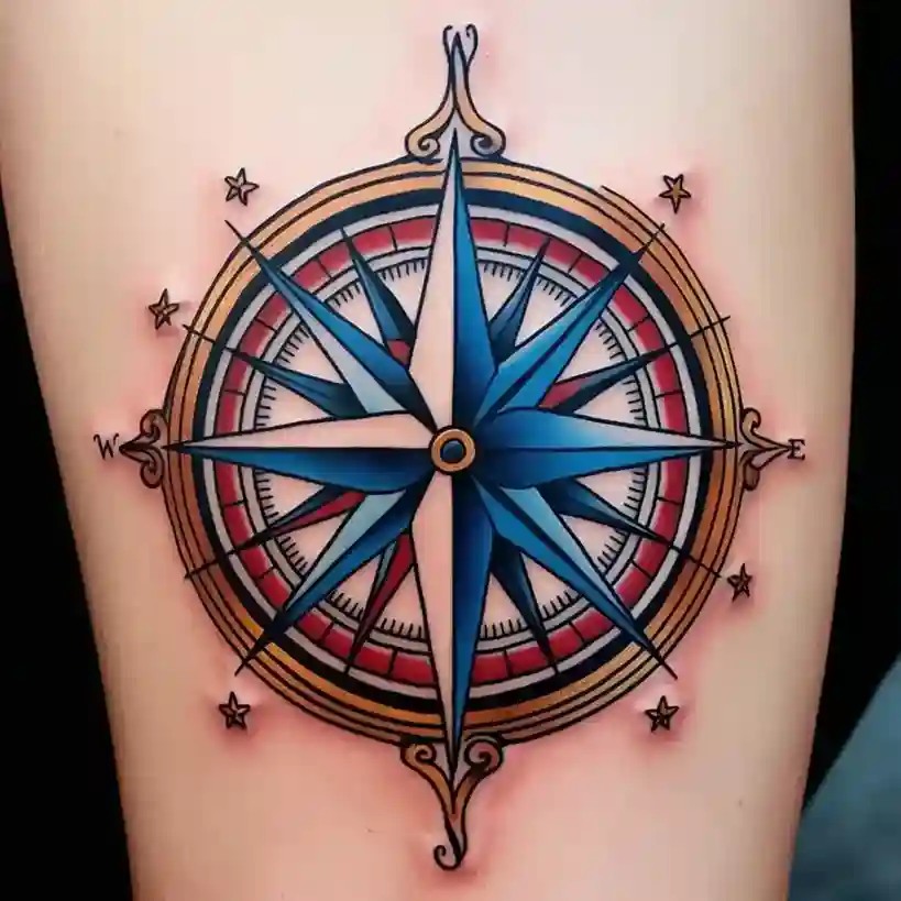 American Traditional Compass Tattoo