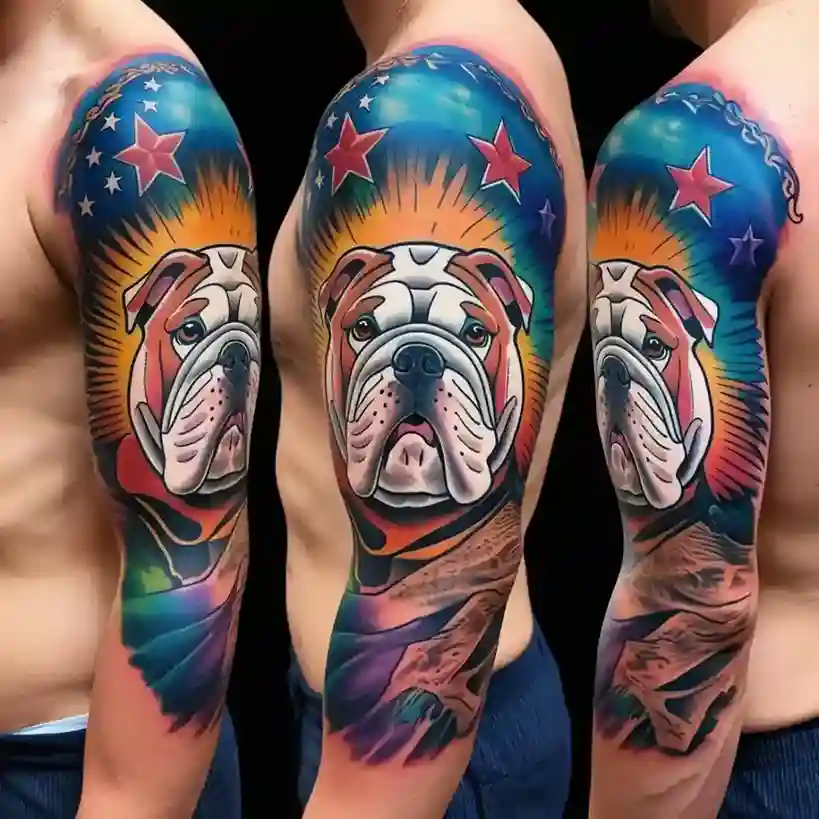 American Traditional Dog Tattoo