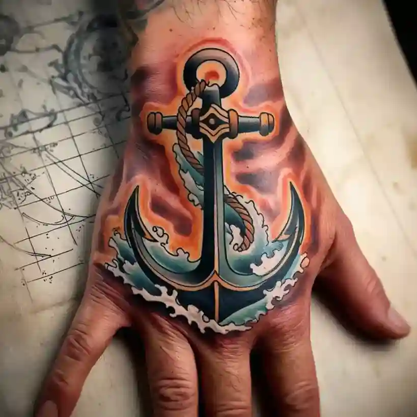 American Traditional Hand Tattoo