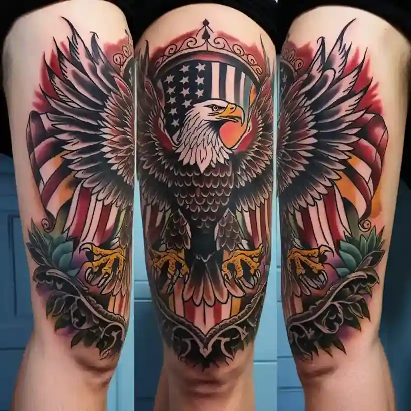 American Traditional Knee Tattoo