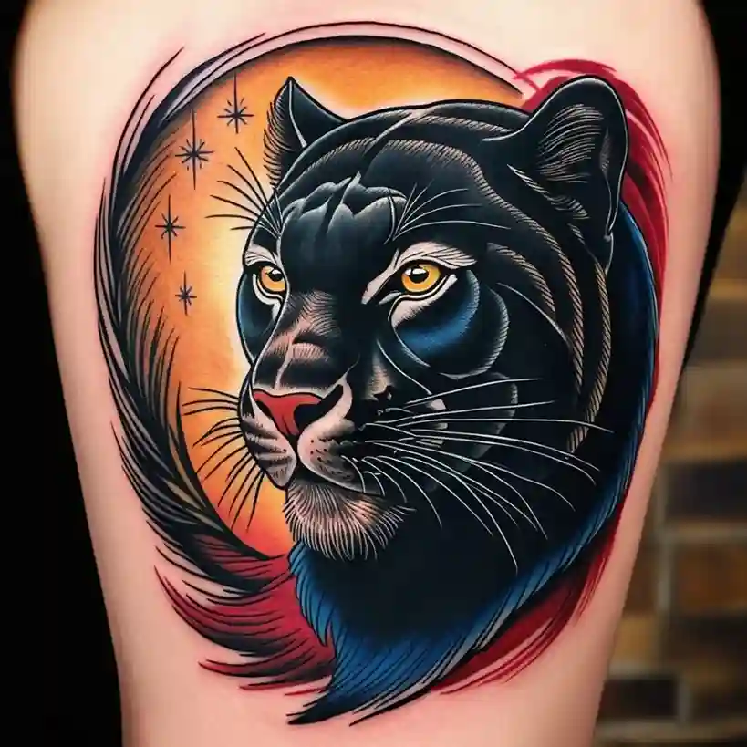 American Traditional Panther Tattoo