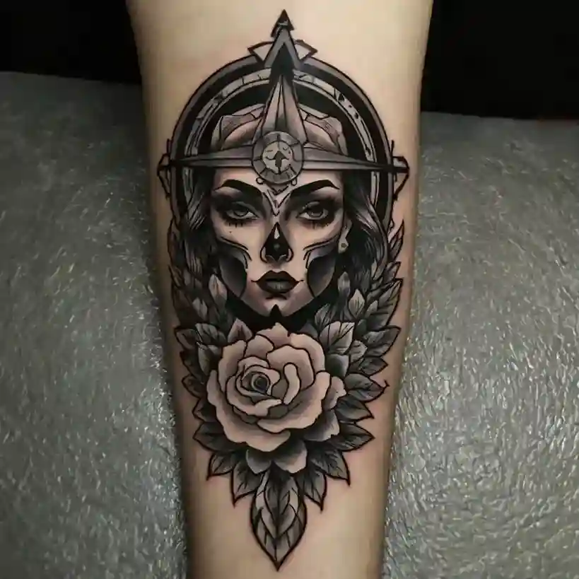 American Traditional Tattoo Black And Grey