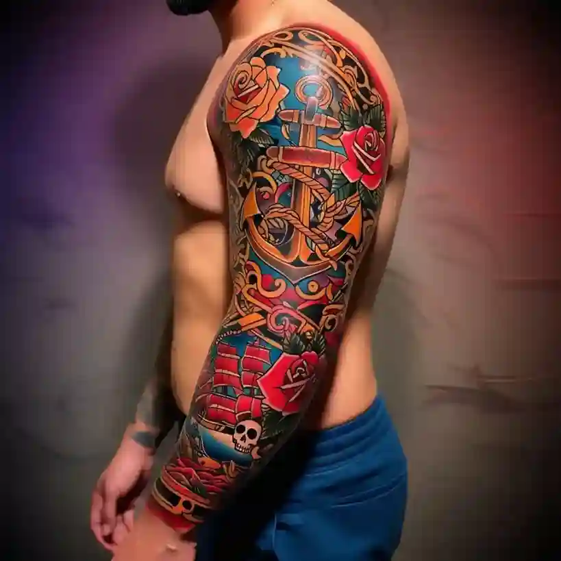 American Traditional Tattoo Sleeve