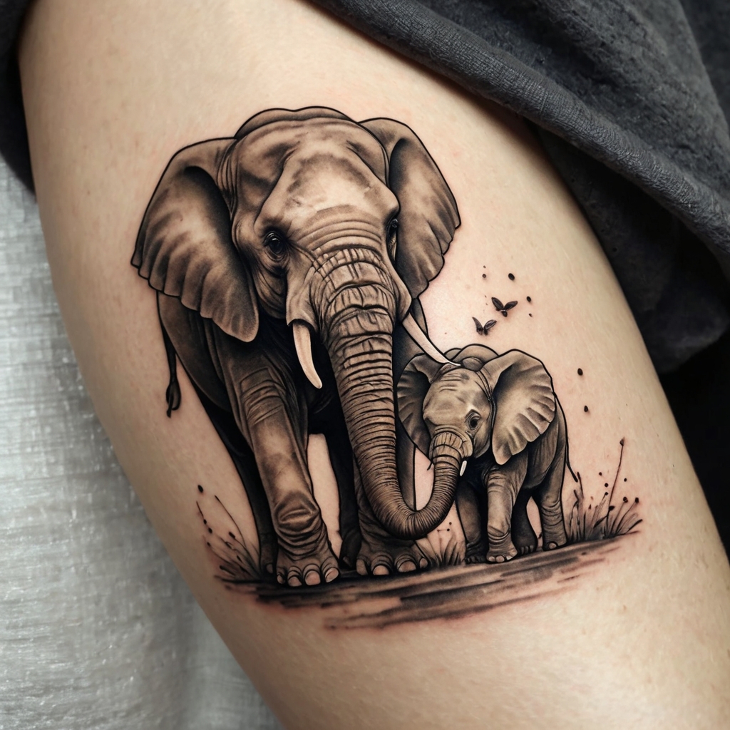 Mother Tattoos Elephant Inspired