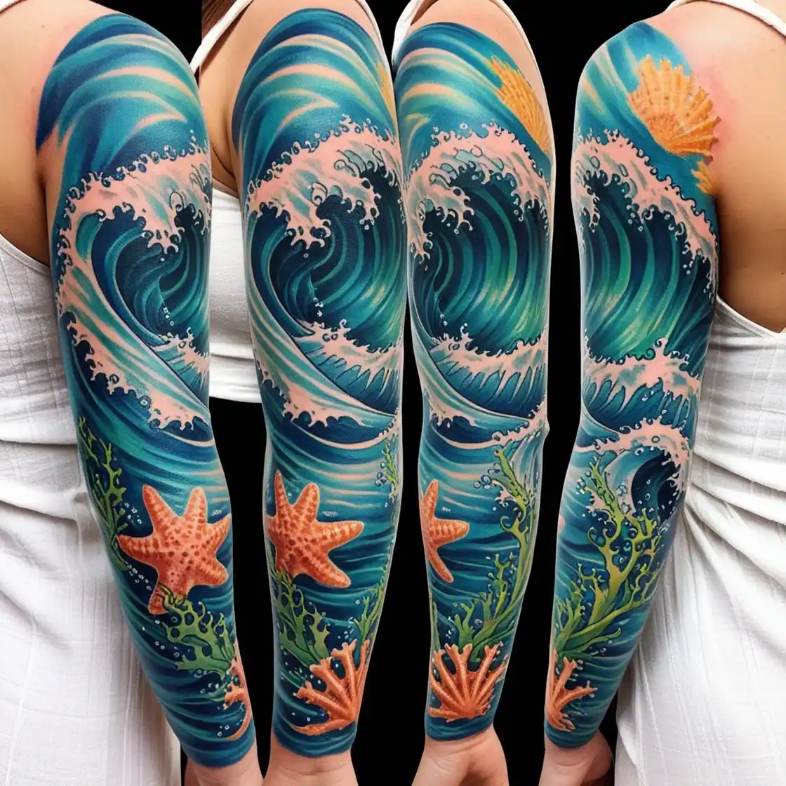 ocean tattoos sleeve for women