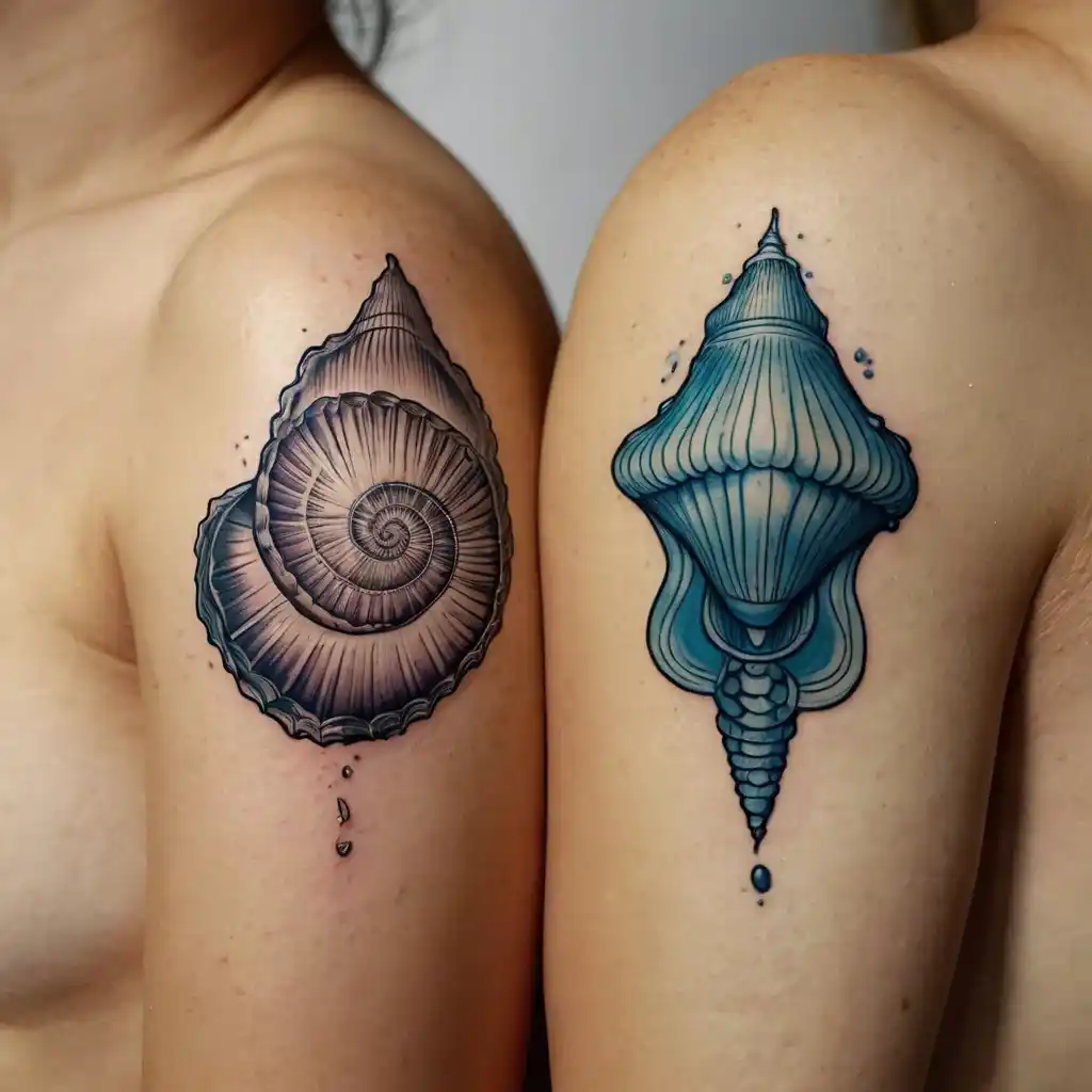 Unique Matching Seashell Ink Designs