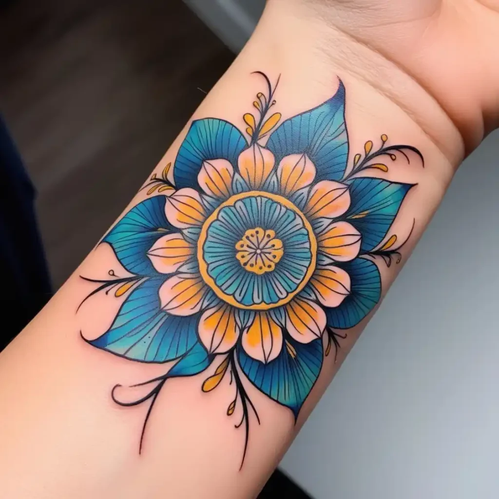 Wrist Floral Mandala Tattoo