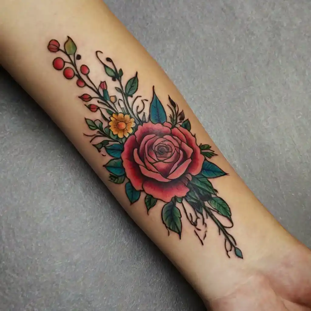 Florals and Fortitude Tattoo