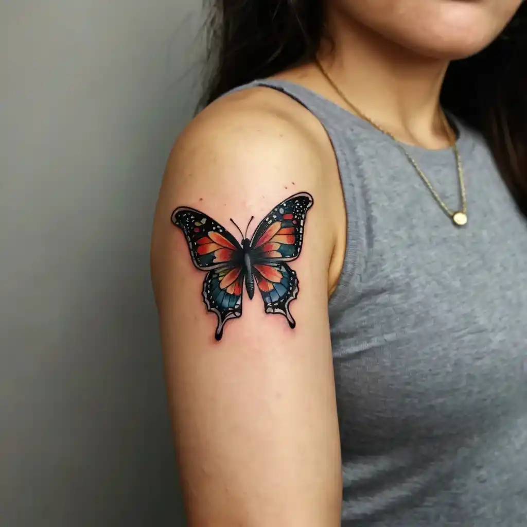 Butterfly with Gemstones Tattoo