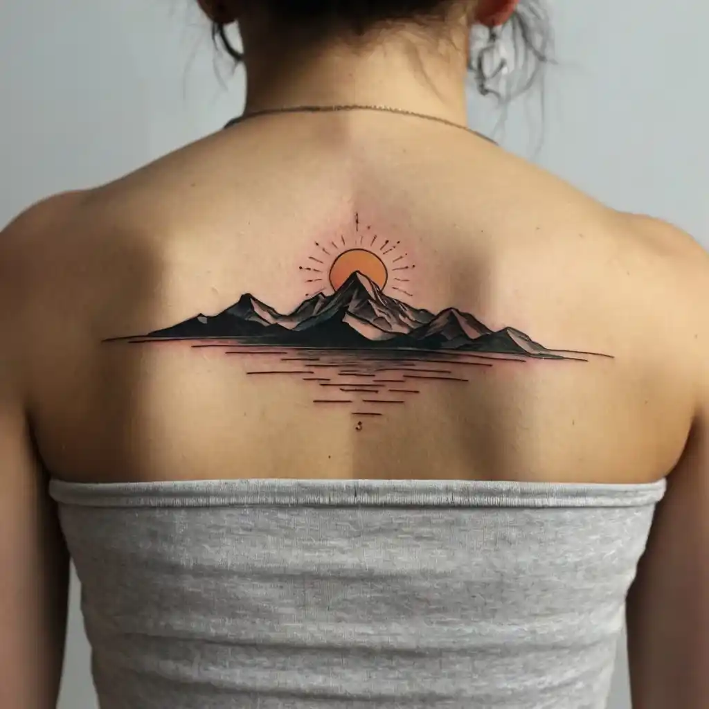 Minimalist Mountain Range With A Sunrise