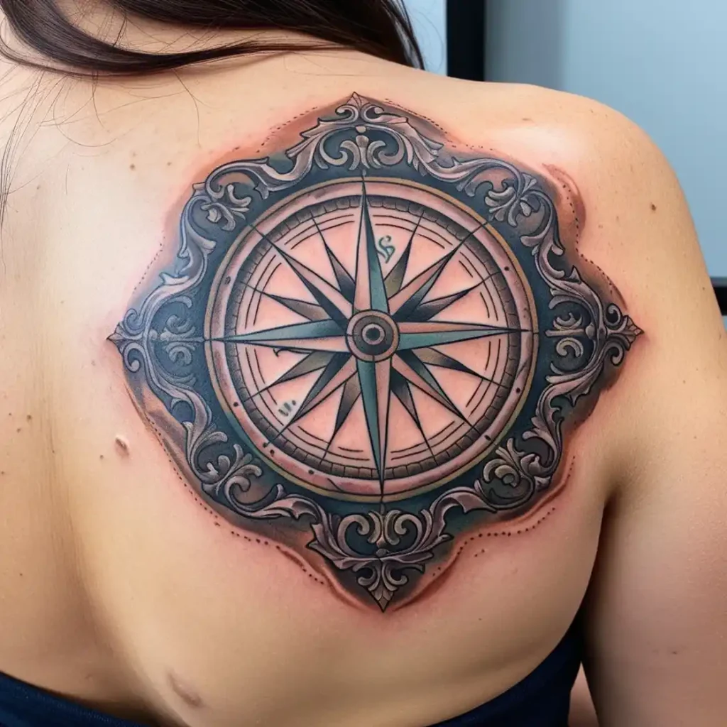 Vintage Compass Rose With Intricate Detailing