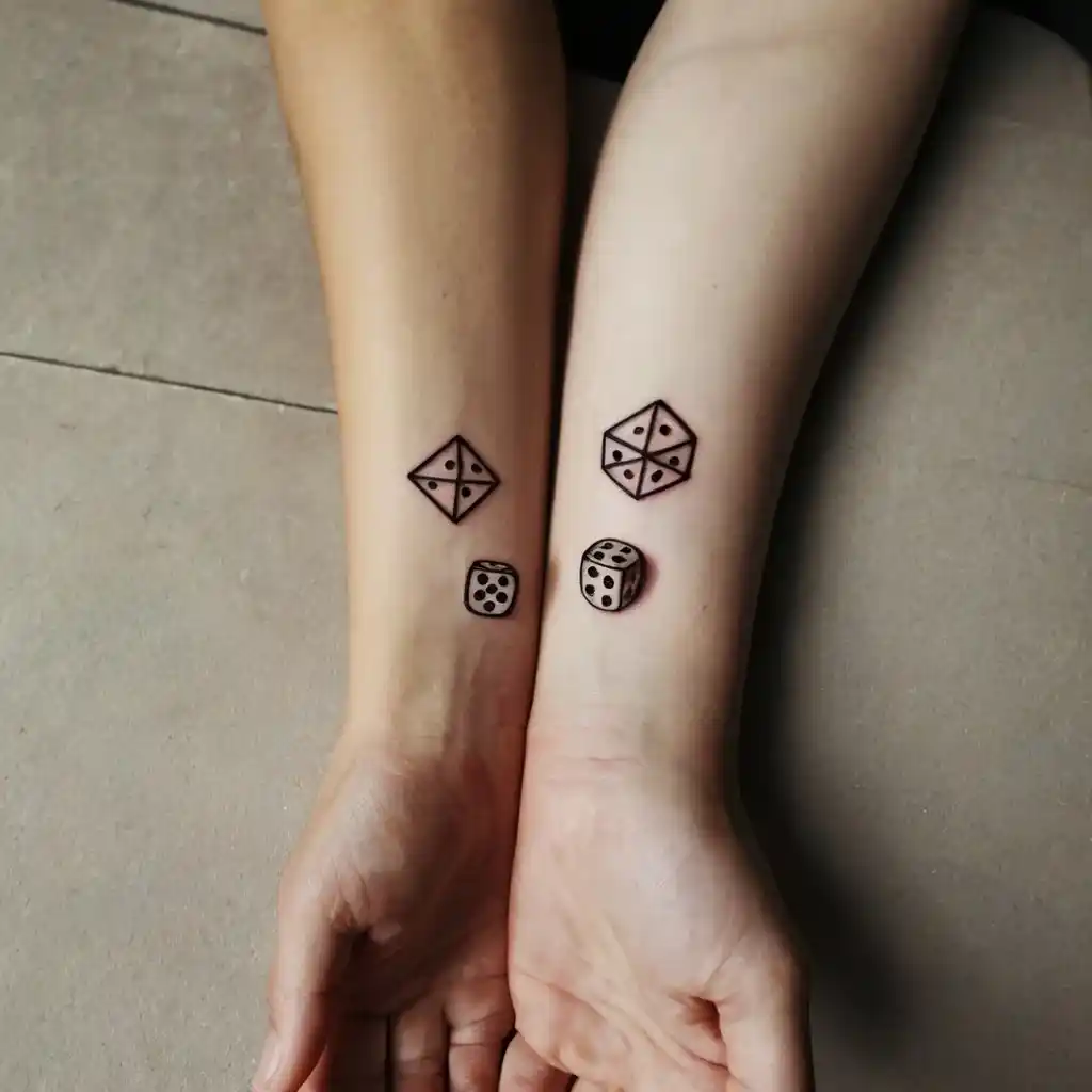 Small Matching Dice Couples Tattoo Ideas