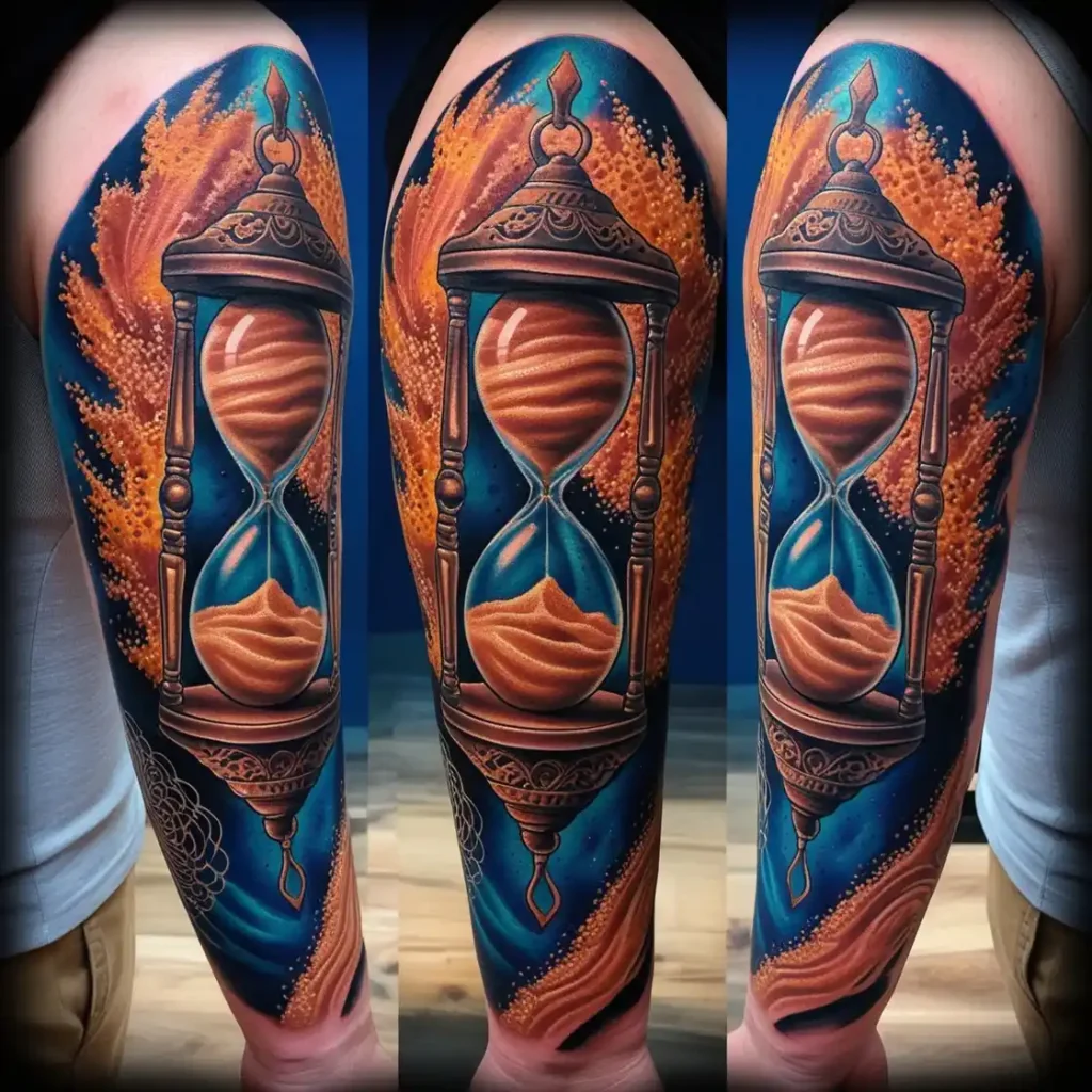 Sandglass 3D Dotwork Tattoo