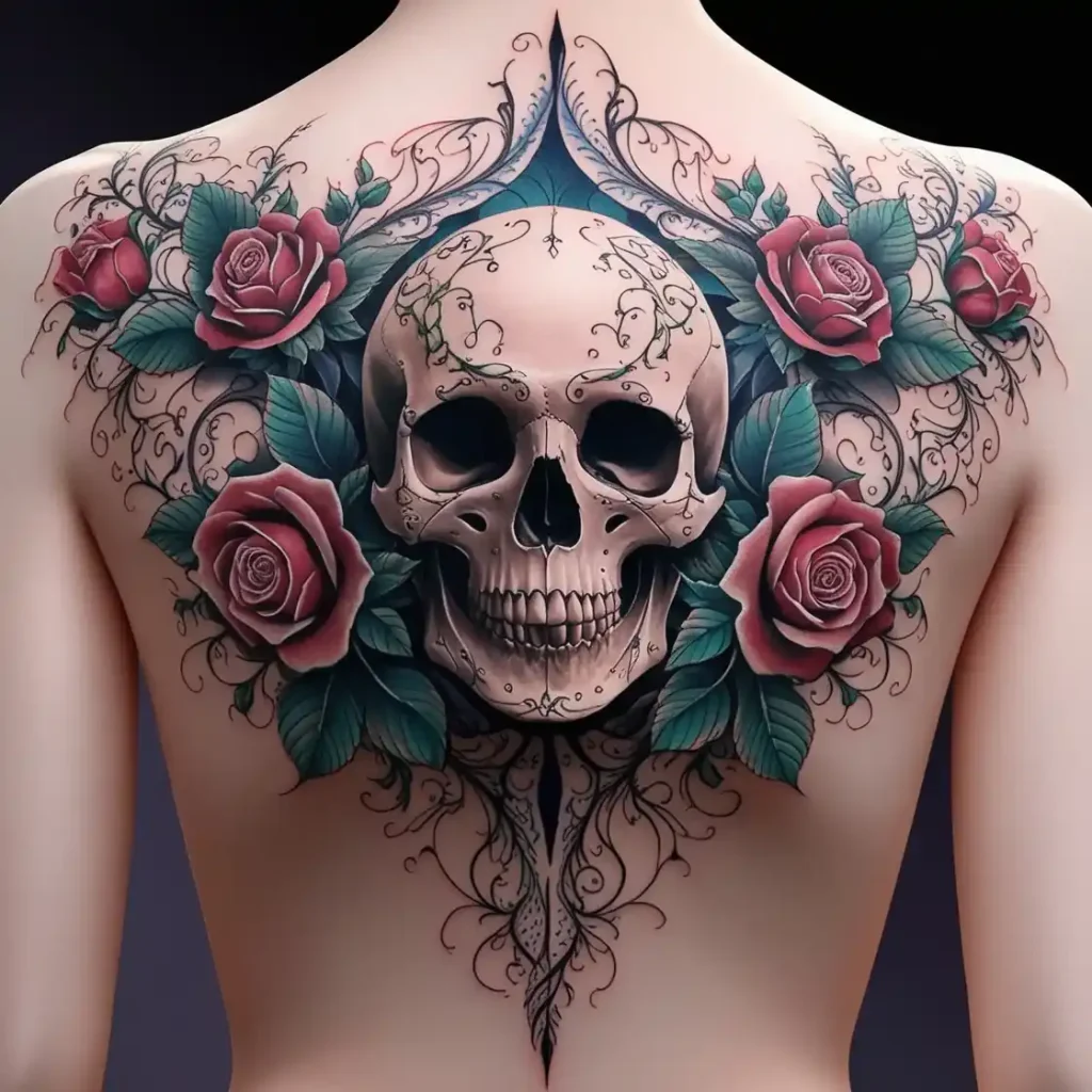 Gothic Skull With Ornate Floral Elements