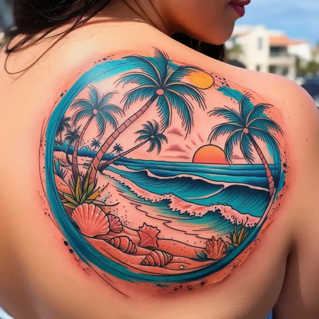 Vibrant Beach Tattoo