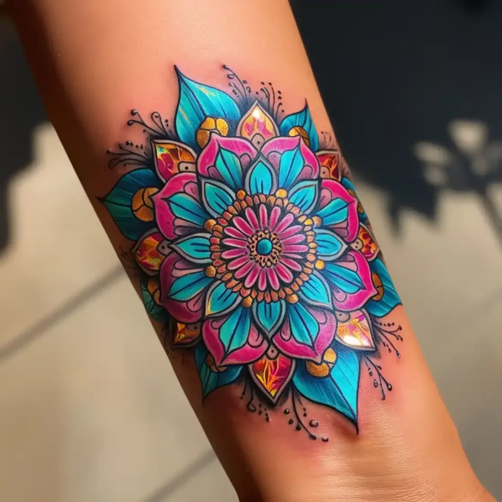 Wrist Colorful Mandala Tattoo