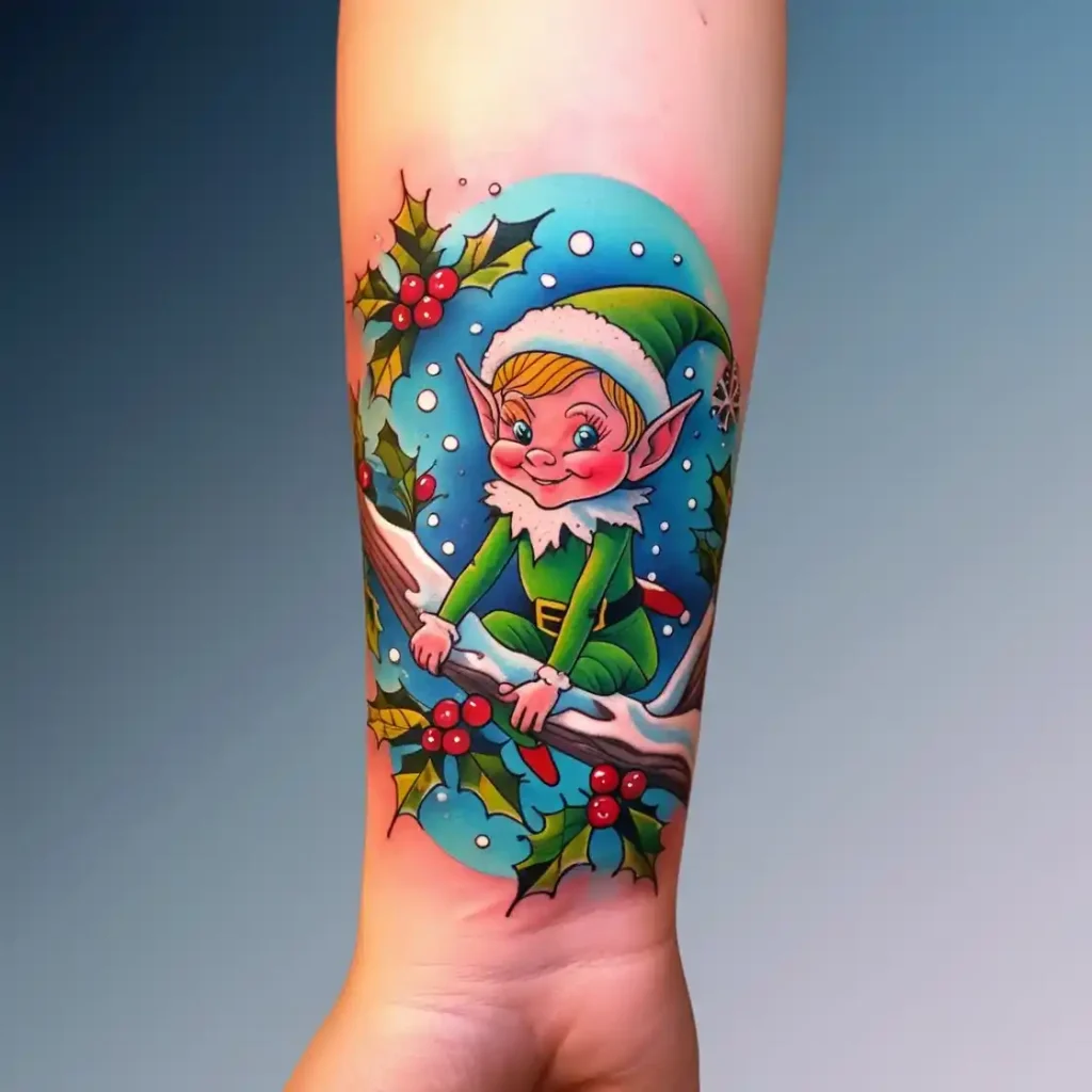 Elf  Christmas tattoo