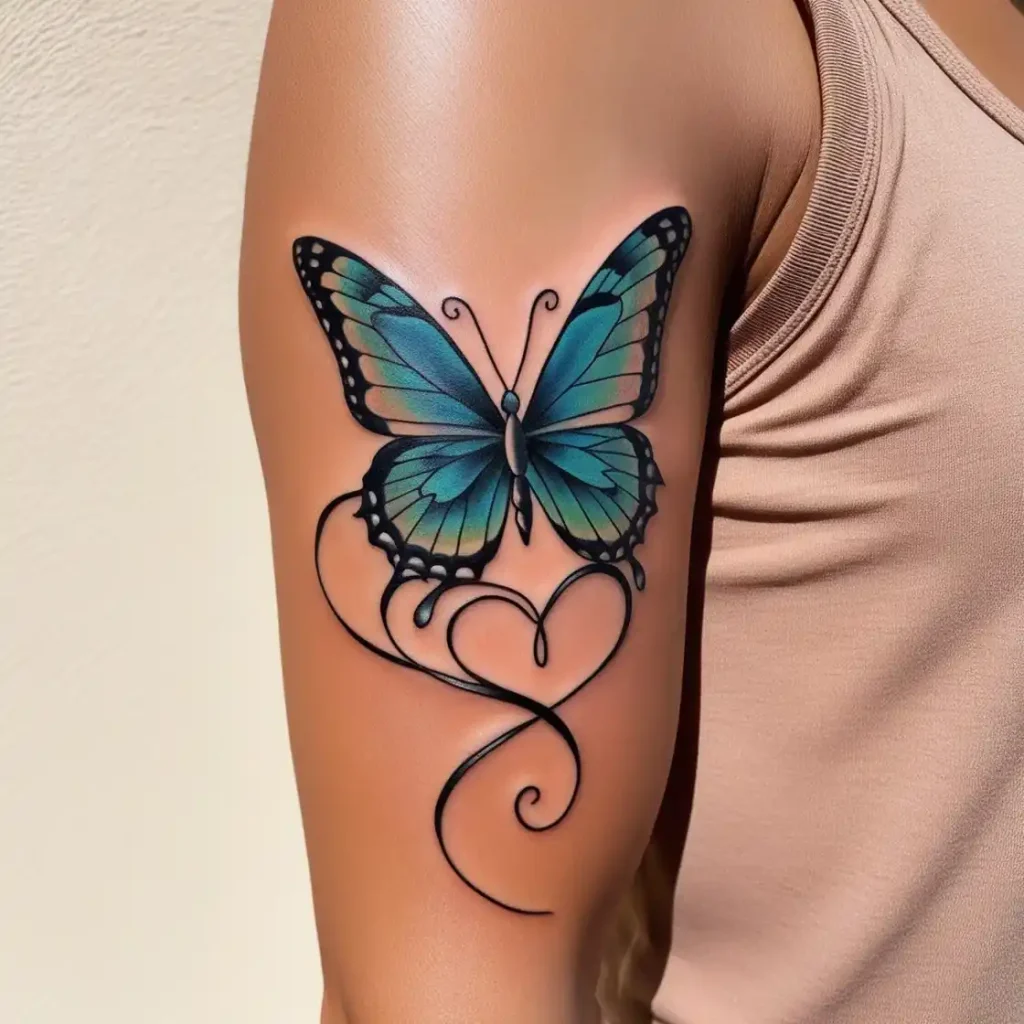 Butterfly and Heart Tattoo