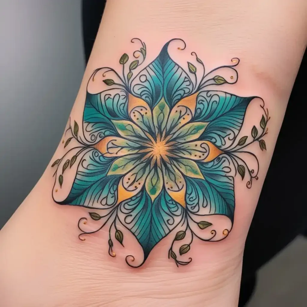 Wrist Nature-Inspired Mandala Tattoo