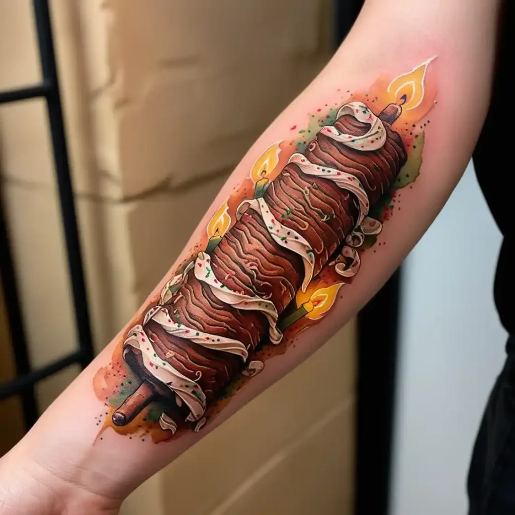 Yule Log Cake Tattoo