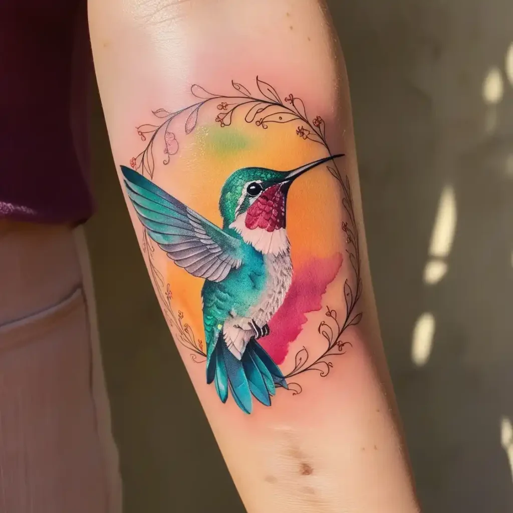 Watercolor Hummingbird With Ink Detailing