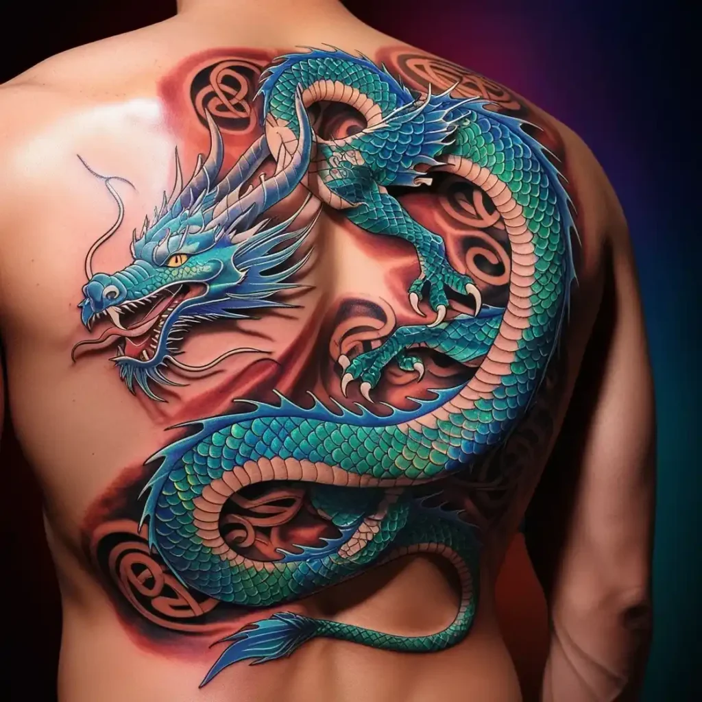 Detailed Dragon Wrapping Around The Spine