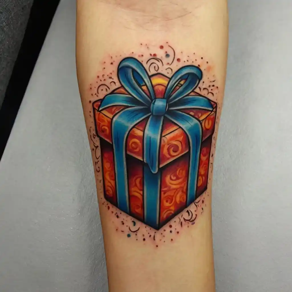 Wrapped Gift Box Tattoo