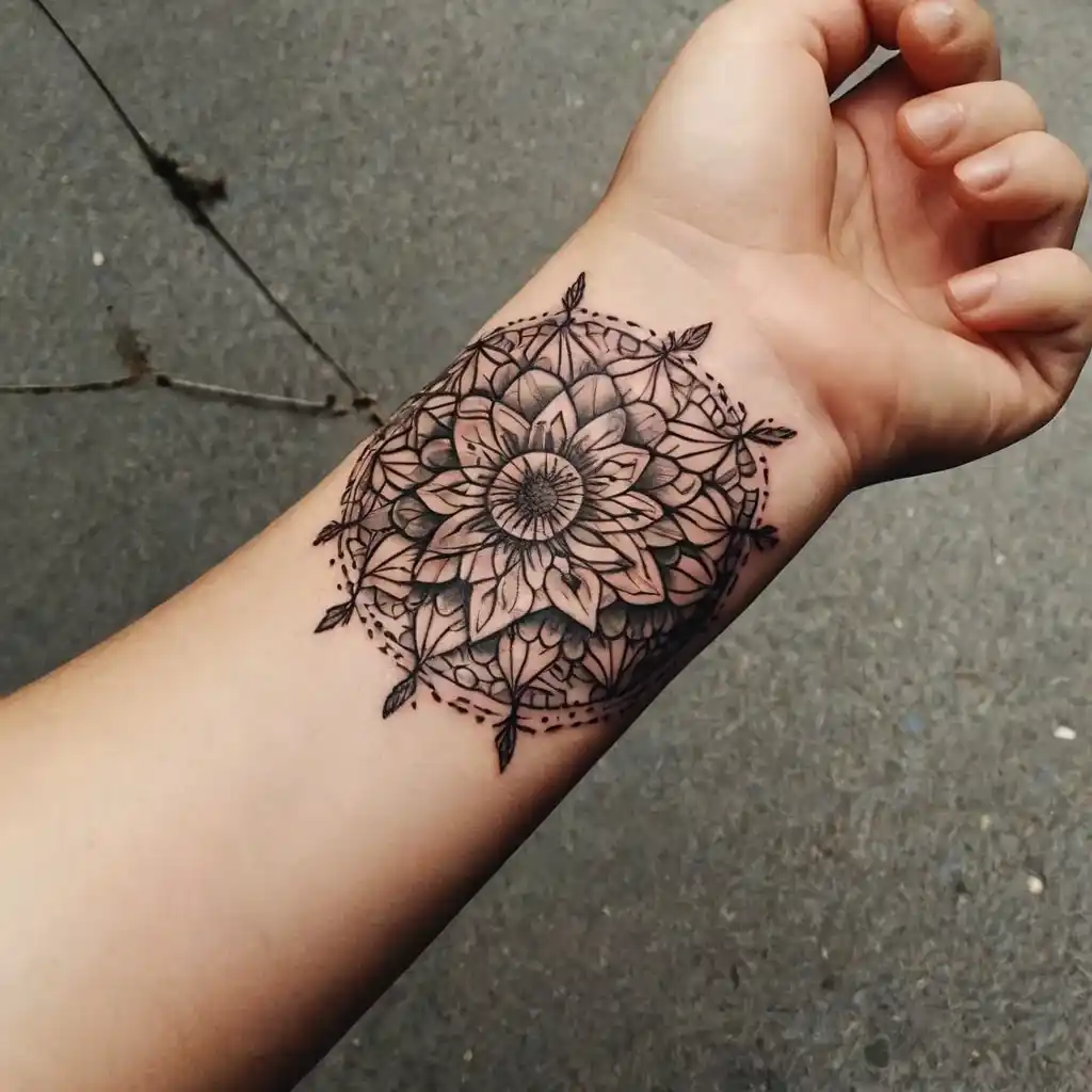 Wrist Nature Mandala Tattoo