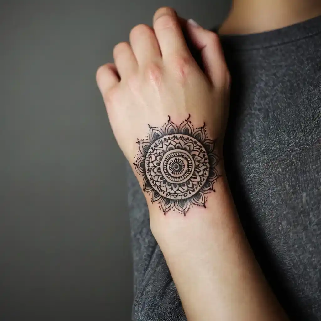 Wrist Half Mandala Tattoo Design