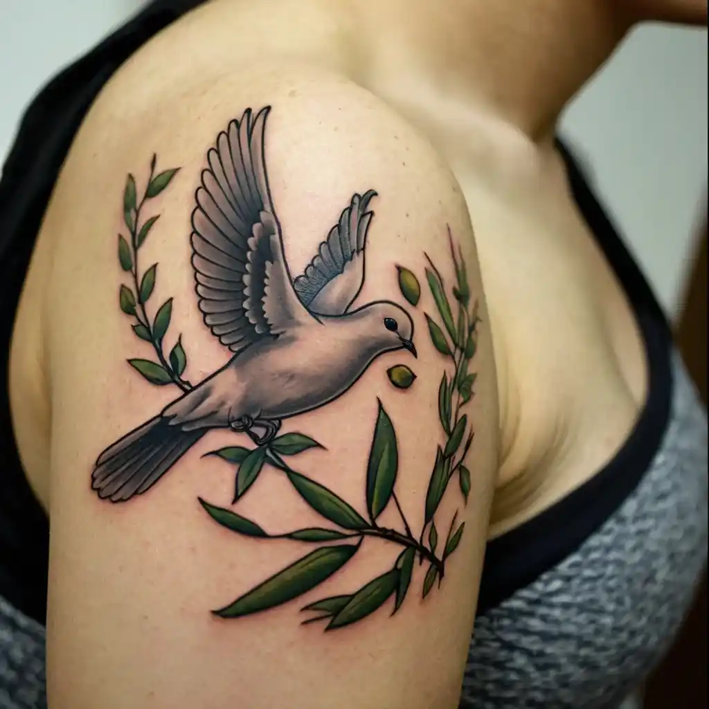 Dove with Olive Branch Tattoo