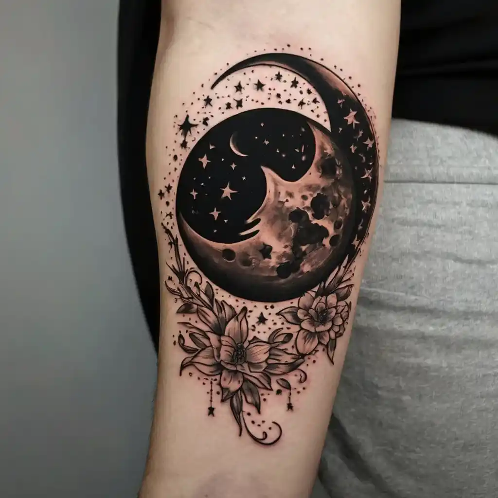 Moon and Stars Tattoo