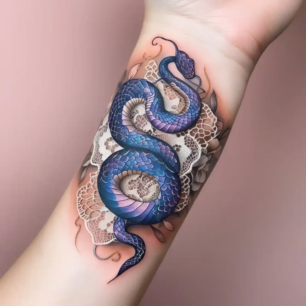 Intricate Snake and Lace Design