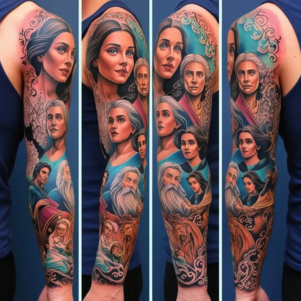 A Full Sleeve Featuring All Main Characters