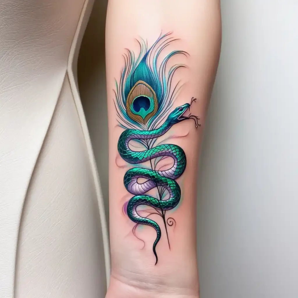 Snake and Peacock Feather