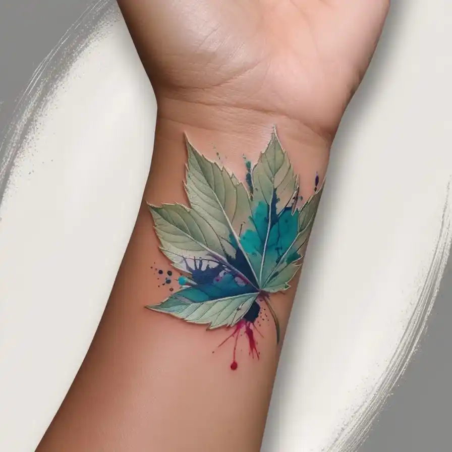 Leaf with Ink Splatter