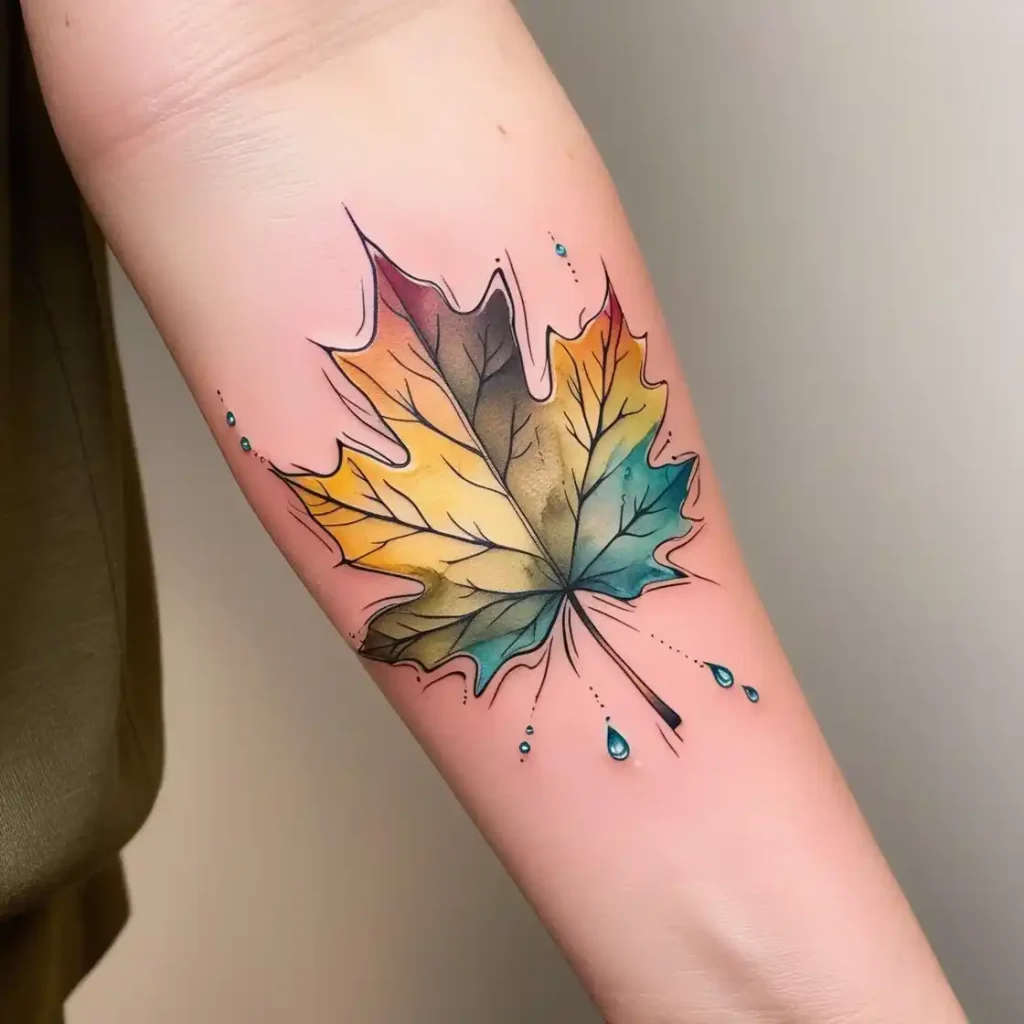 Maple Leaf in Watercolor Style