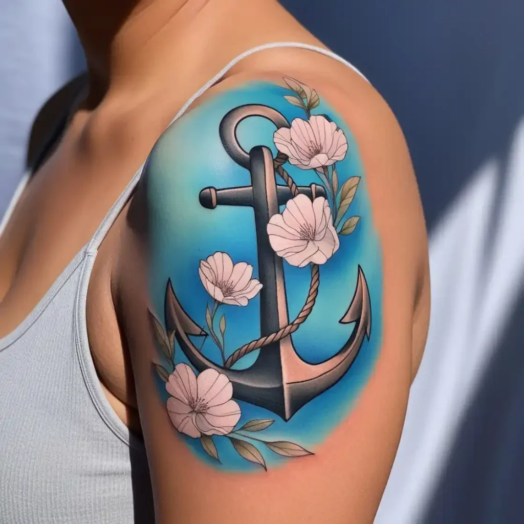 Anchor with Flowers