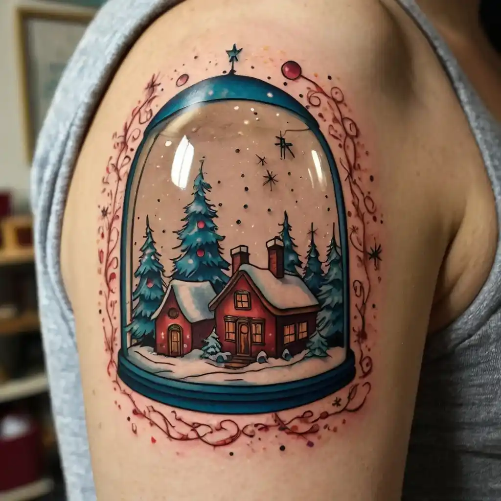 A Christmas Town Snow Globe with Jack Inside